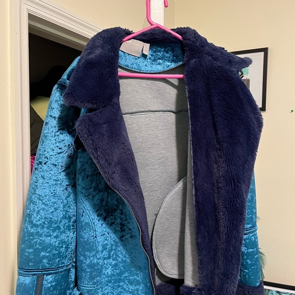 ASOS design velvet biker in blue - Picture 2 of 2